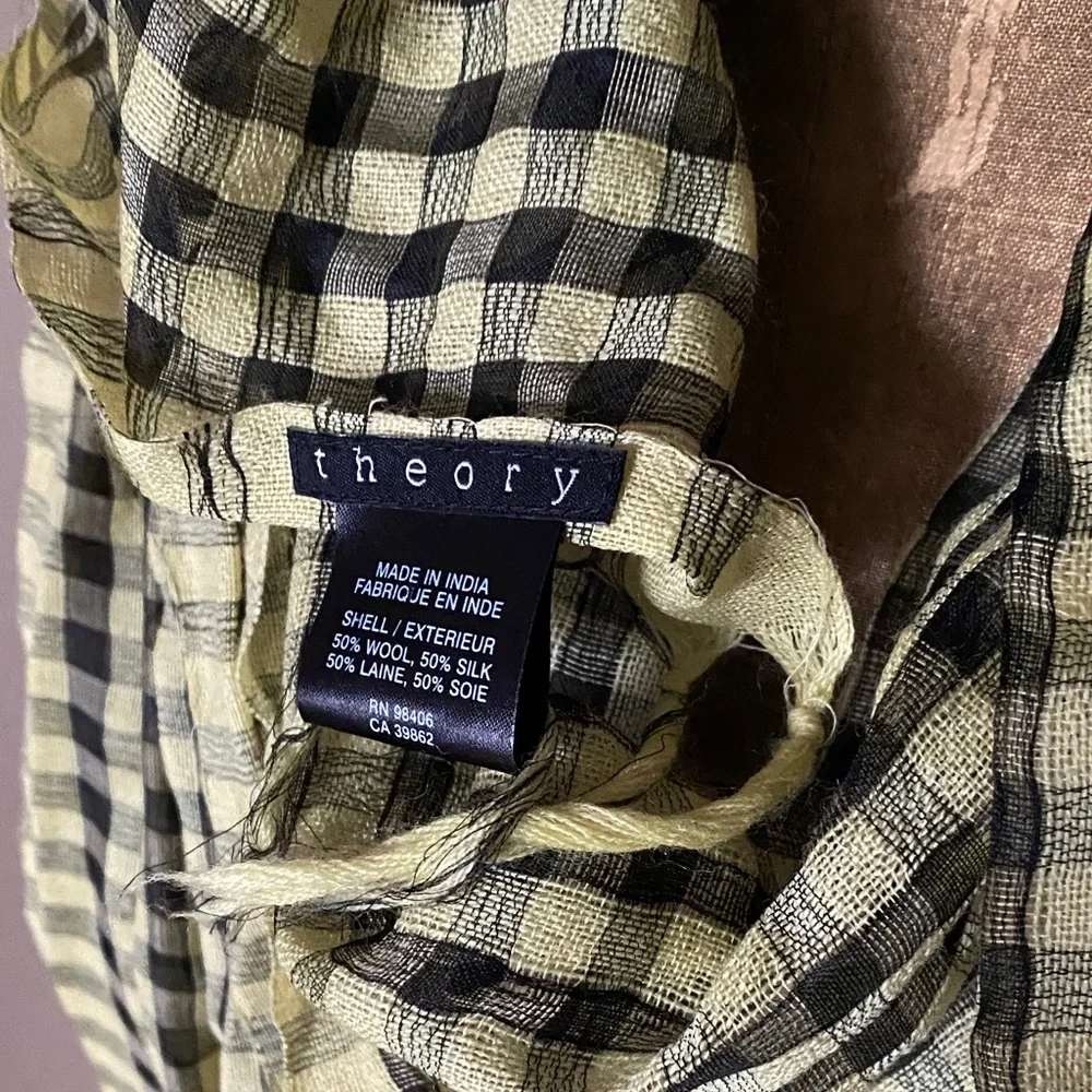 Theory Green and Black Checkered Scarf - Picture 3 of 4